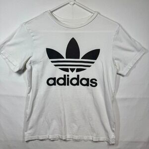 Adidas Trefoil T-Shirt Graphic Logo‎ Tee Short Sleeve White Women's Sz Small